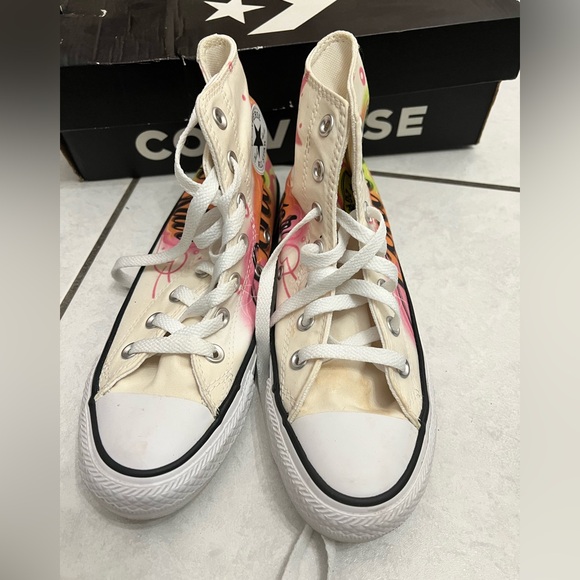 Converse High-Tops with Pink and Orange Accents - Picture 3 of 5